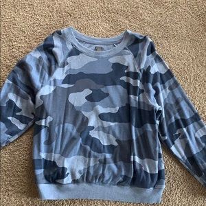 Aerie blue camouflage pullover sweatshirt